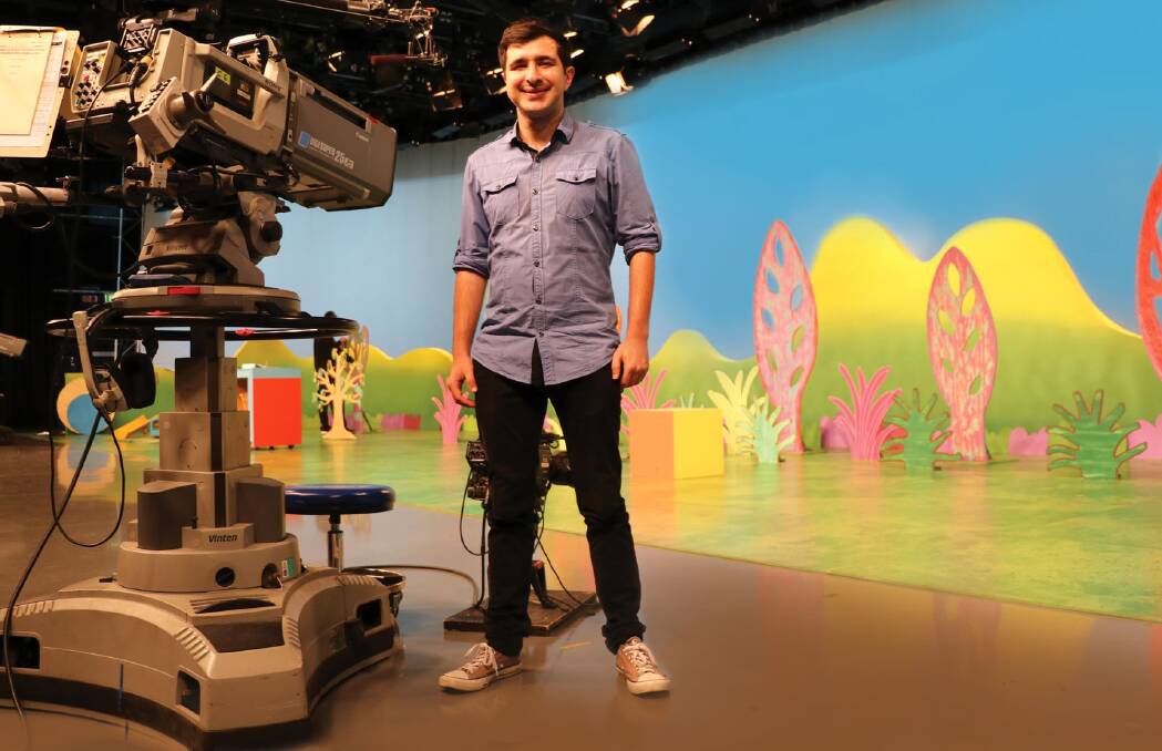 2018 Createability intern Joel Pragnell on the set of ABCs Play School. Image courtesy Joel Pragnell.