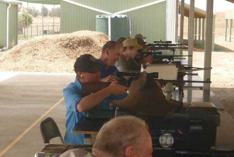 Shooters on the fireline at the first centre-fire shoot on Sunday.
