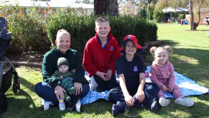 Kohan, Bee, Shane, Kailey and Thea Moxey enjoyed their morning at the charity morning tea.