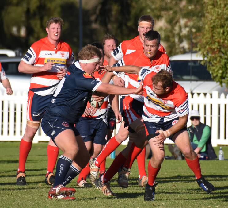 The Platypi have bowed out of the 2019 Blowes Clothing Cup after the weekend's loss to Cowra Eagles. Pictured Charlie French trying to break through the lines at an earlier game.