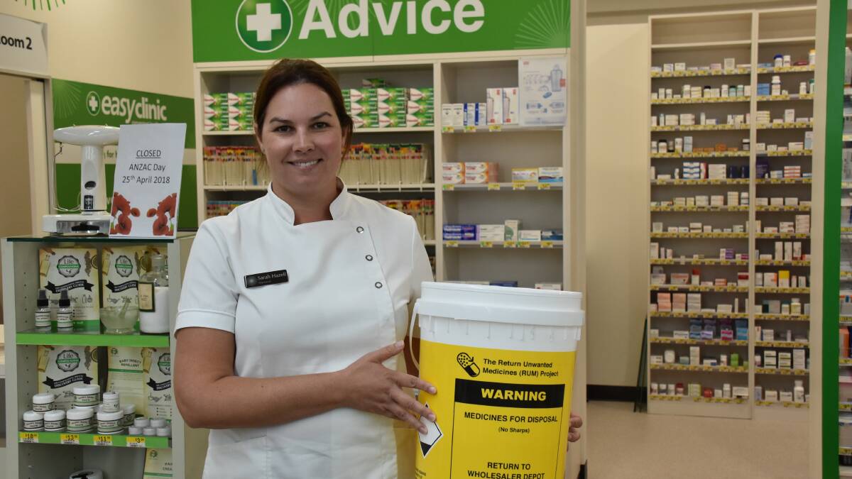 Pharmacist Sarah Hazell at Flannery's Pharmacy. People are encouraged to take expired or unwanted medicines to their local pharmacies for disposal.