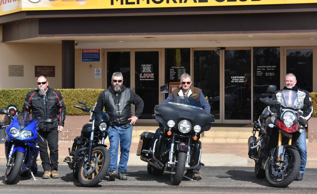 Tim Maitland, Grant Nicholson, George Hancock and Wayne Richards are among the motorcyclists supporting the ride to raise awareness.