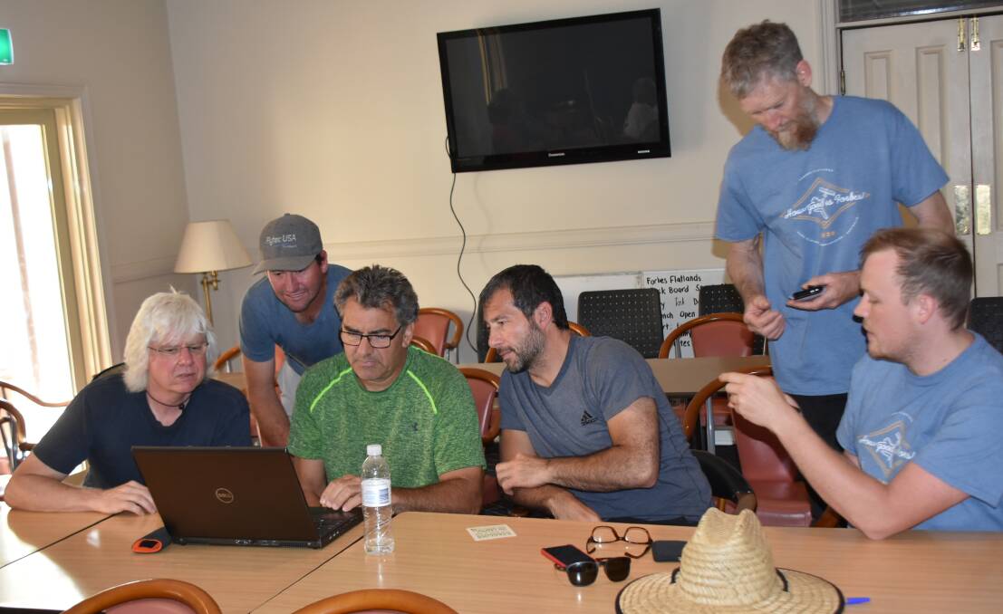 Members of the Task and Safety Committee Peter Holloway, Jonny Durand, Attila Bertok, Filippo Oppici, Oliver Chitty and Steve McCarthy were studying the weather forecast for Monday.