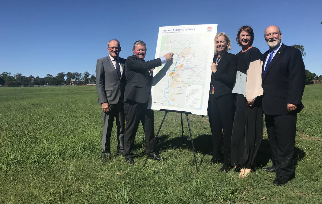 Plan in place: Director of Corridor Preservation Jeff Cahill, Centroc chairman John Medcalf, Deputy Secretary for Transport for NSW Clair Gardiner-Barnes, Roads Minister Melinda Pavey and Centroc strategic transport chairman Ken Keith. Photo: CONTRIBUTED
