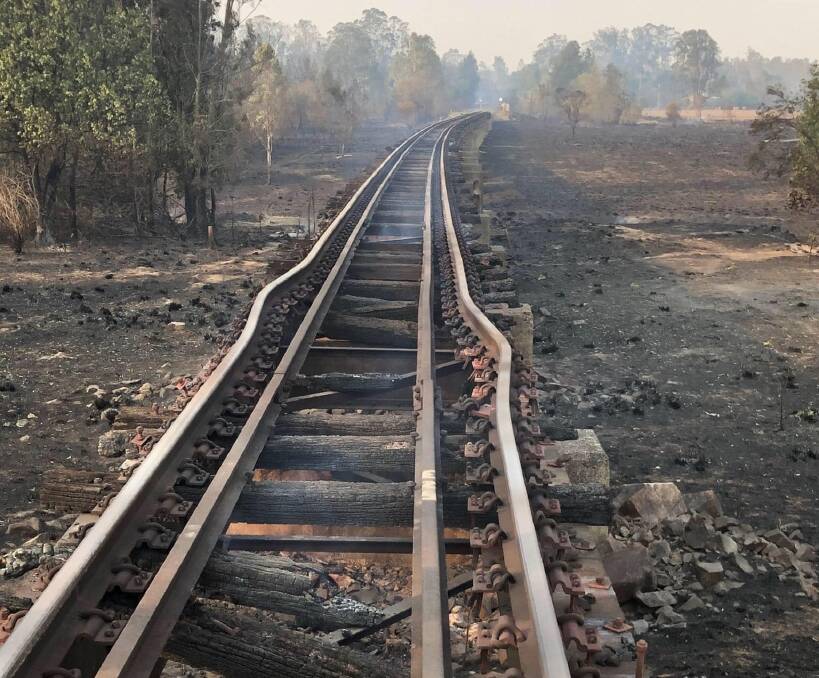 DAMAGE: Part of the North Coast line damaged in fires. Picture: Facebook