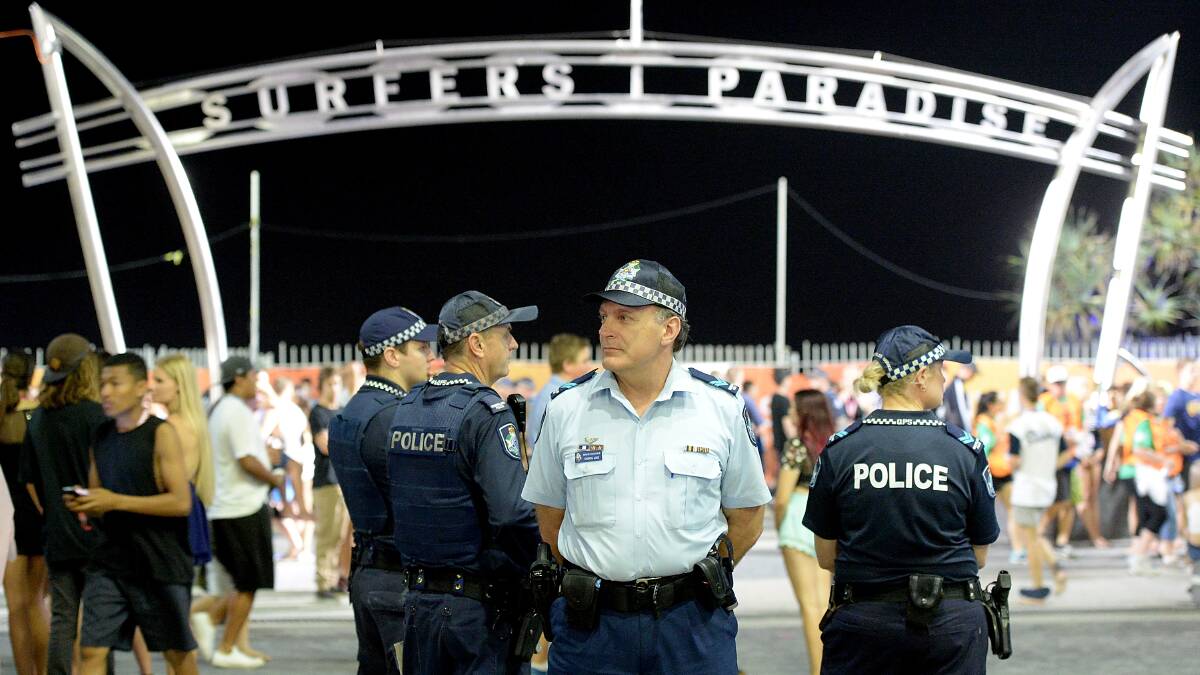 PATROLS: Police are generally out in force at Schoolies hot spots. 