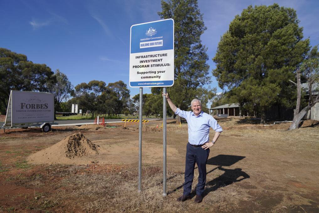 FUNDING DELIVERED: Federal Member for Riverina Michael McCormack at the site of the new Forbes Visitors Centre where the access road to the site has been sealed under federal funding. Photo: Supplied
