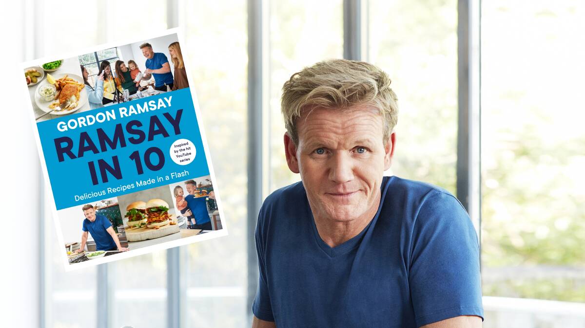 It's all about learning to cook with confidence, says Gordon Ramsay, and (inset) Ramsay in 10: Delicious recipes made in a flash, by Gordon Ramsay. Hodder & Stoughton, $49.99. Picture: Con Poulos