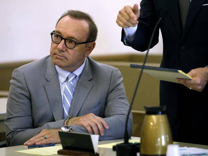 Kevin Spacey has attended a hearing over claims he groped the teenage son of a former TV anchor.