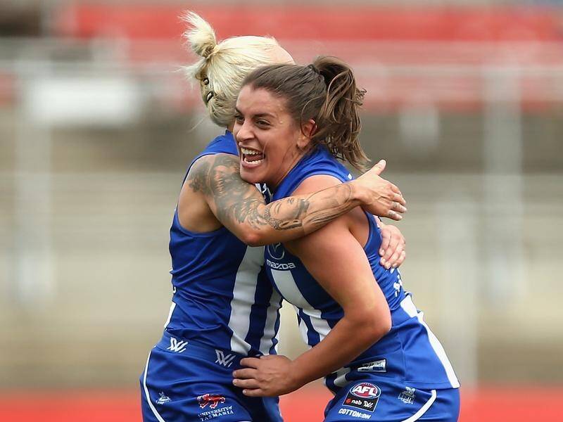 Ellie Gavalas has kicked two goals in North Melbourne's 27 point AFLW win over GWS.
