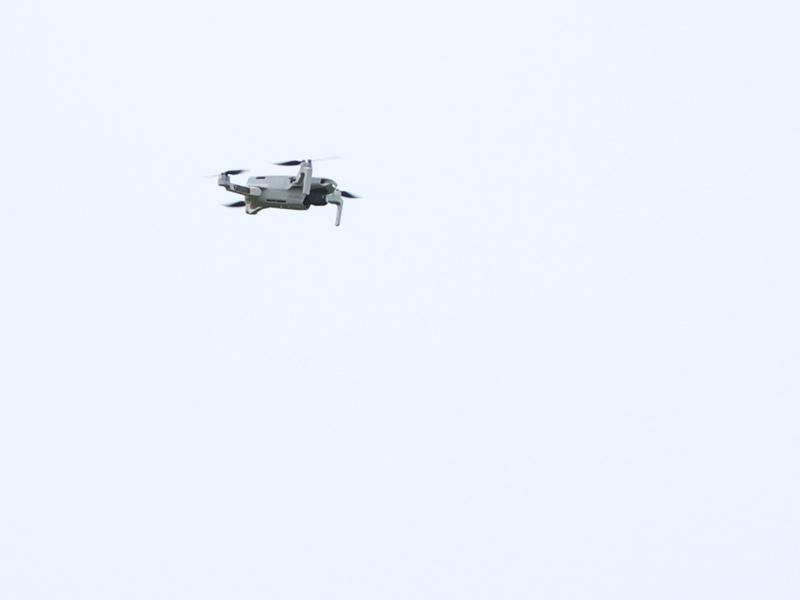 The drone over the pitch that forced the 20-minute suspension of the Brentford-Wolves EPL match.