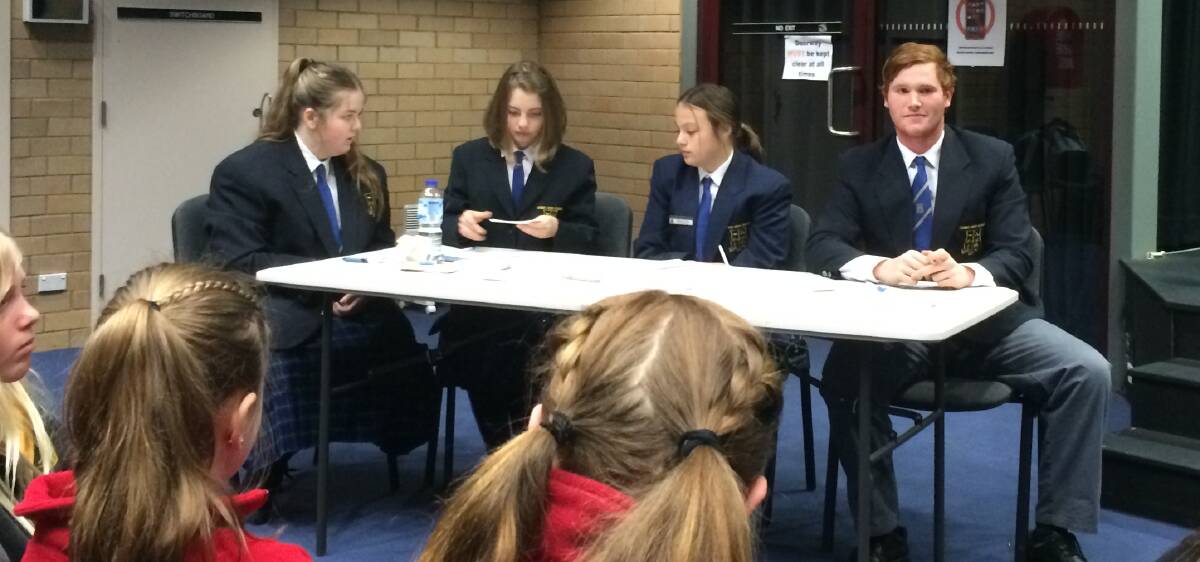 Forbes High School’s debating team off to the western region finals next term ... Jessy-Lea Byrnes, Maddison Collits, Whitney Duffym and Nic Mulligan.