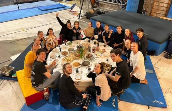 Some of the artists from Kyiv Academy of Circus and Variety Arts settling in at a circus school in Prague, Czech Republic. Picture: supplied