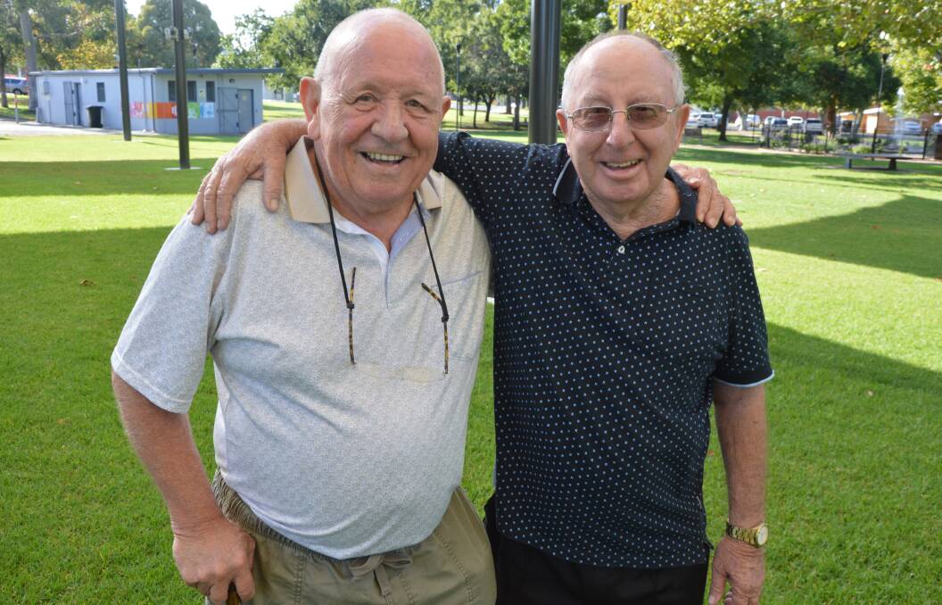 Former Forbes boys Joe Palazzi of Parkes and Geoffrey Watson, now of Lake Macquarie, have been best mates for 60 years. Picture by Christine Little