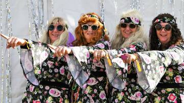 BIG FANS: ABBA fans like Mary Martin, Michelle Goode, Lyne Unicomb and Gill Tighe of Coonabarabran (pictured at the 2019 festival) will be ready come October. Photo: JENNY KINGHAM