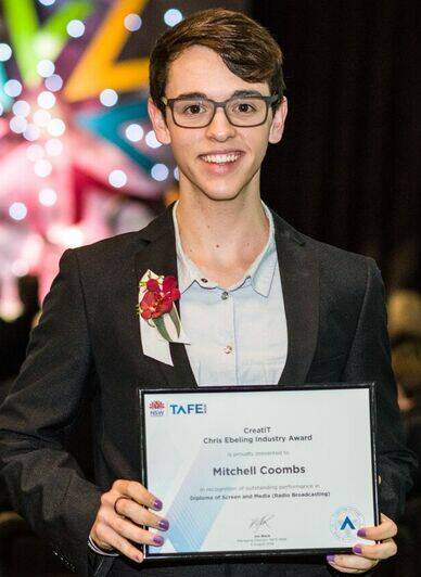 HONOUR: Mitchell Coombs with his CreatIT Chris Ebeling Industry Award.